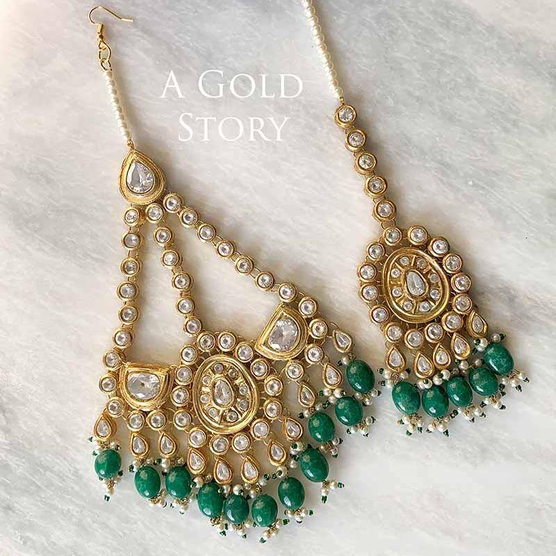 OLIVE JHOOMAR AND TIKKA SET GREEN