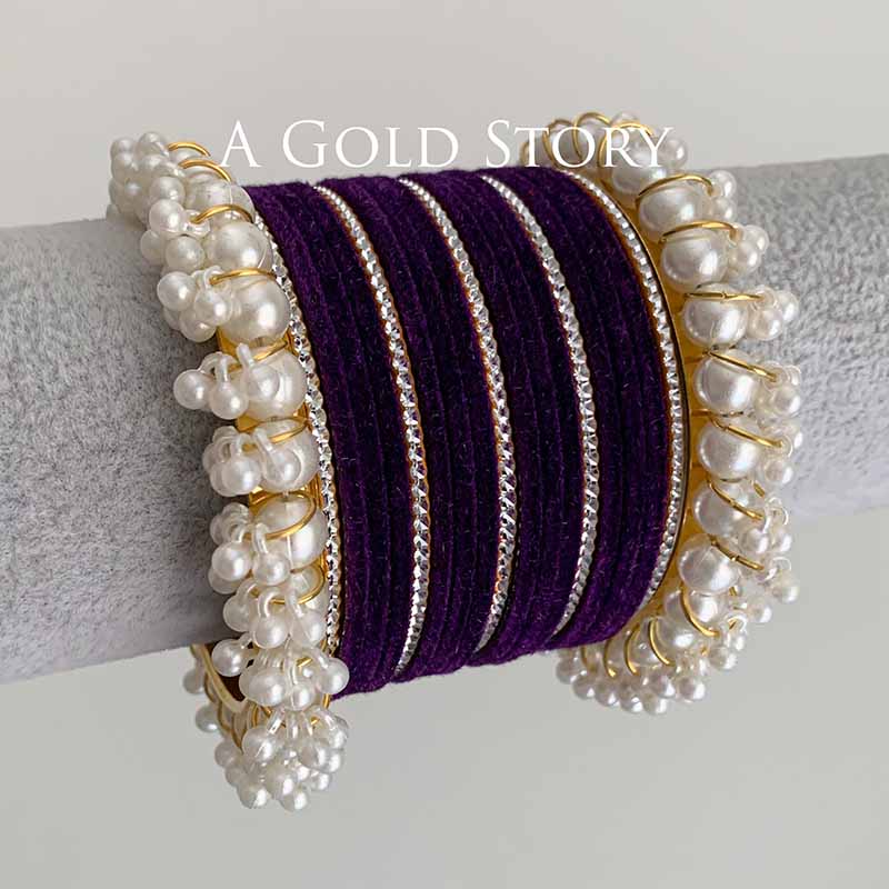 FAREEHA VELVET BANGLES SET PURPLE