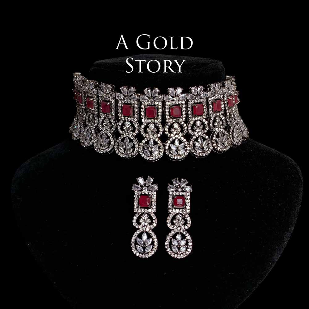 CASSANDRA CHOKER SET RED/ MAROON