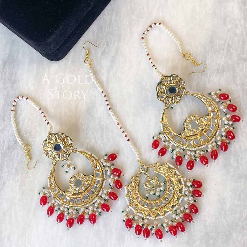 RUPA EARRINGS AND TIKKA RED