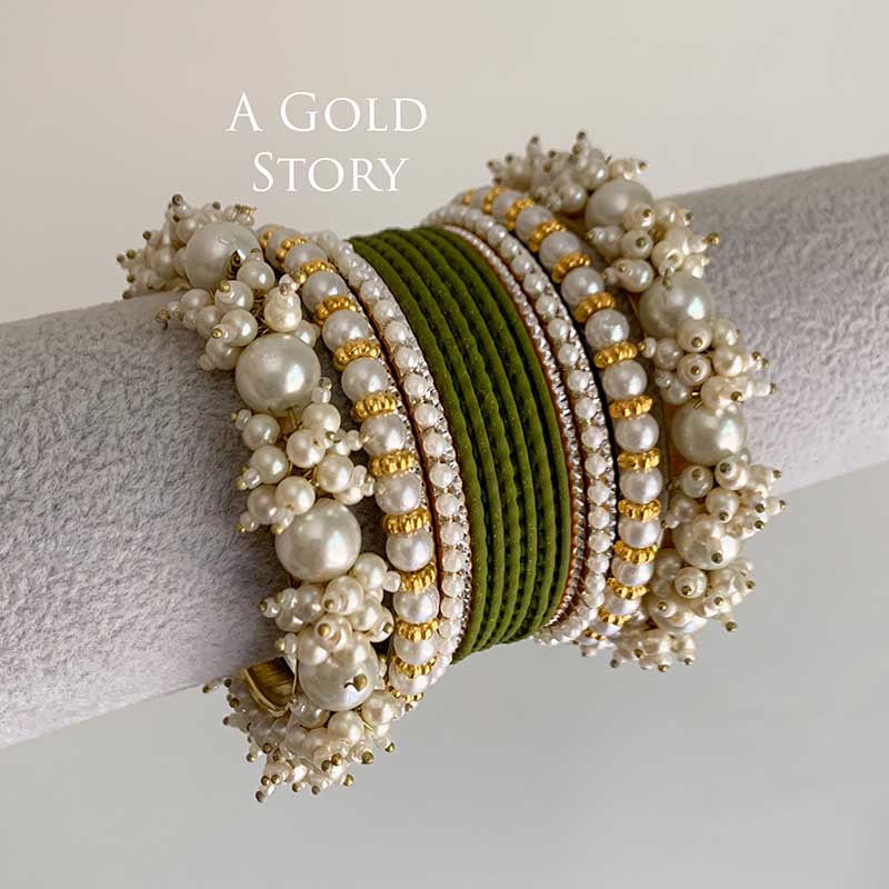 ESHAAL BANGLES SET OLIVE GREEN