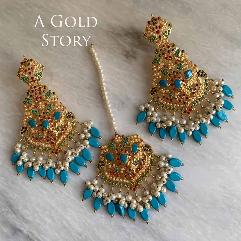 AMYRA EARRINGS AND TIKKA SET FEROZI