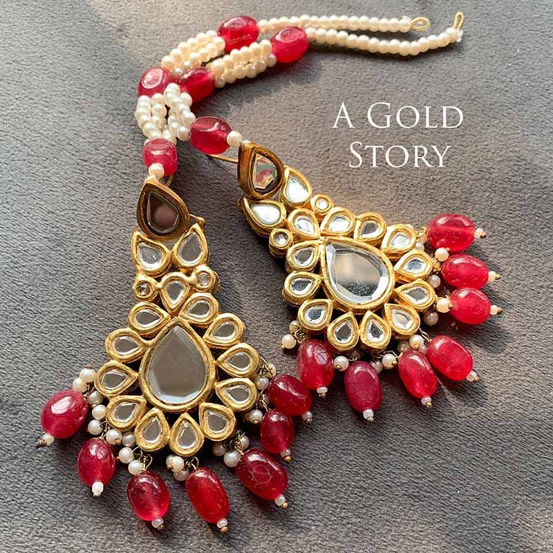 SIMA KUNDAN EARRINGS MAROON