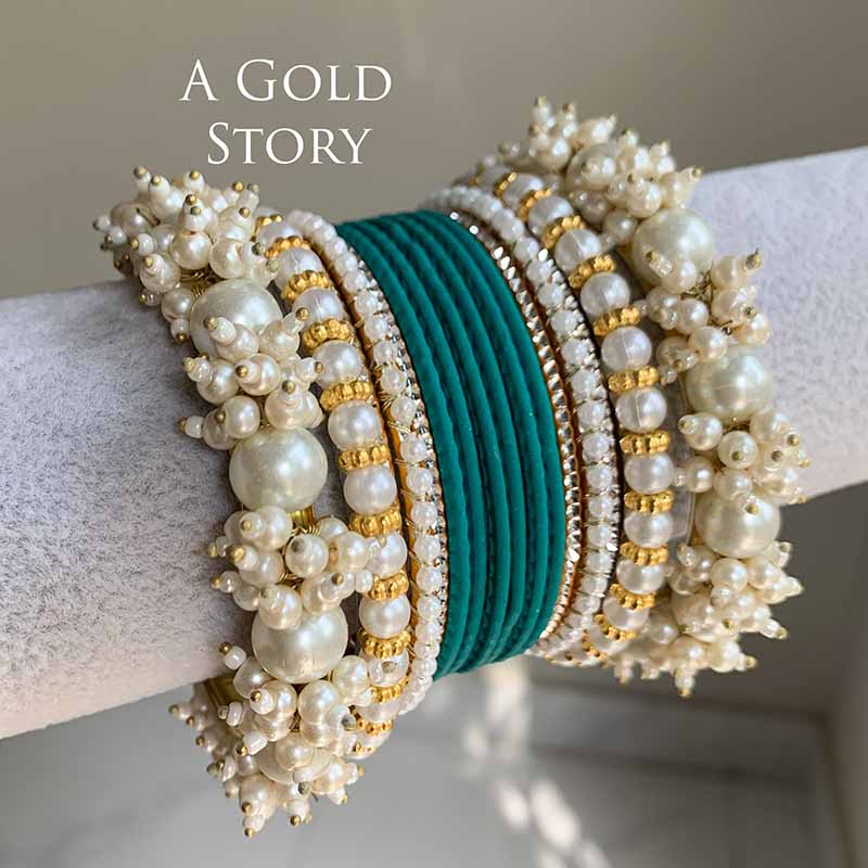 ESHAAL BANGLES SET TEAL/ ZINC