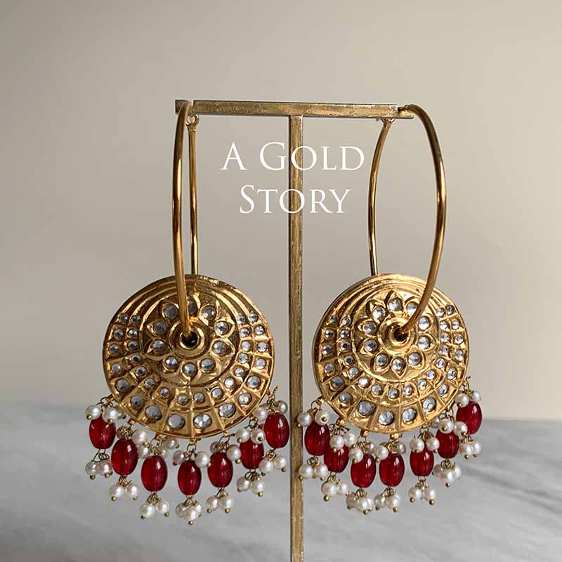 DINARAH KUNDAN EARRINGS RED/ MAROON