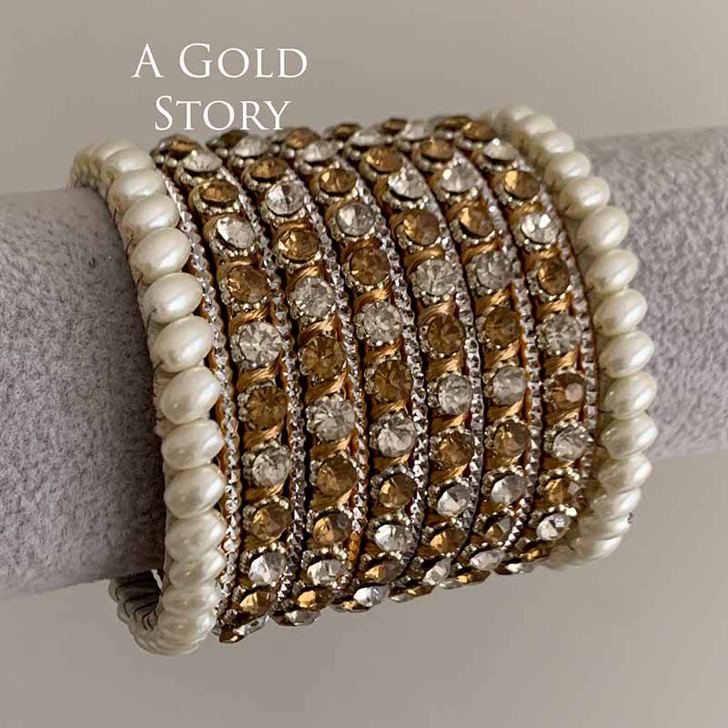 FALISHA BANGLES SET BIEGE & WHITE