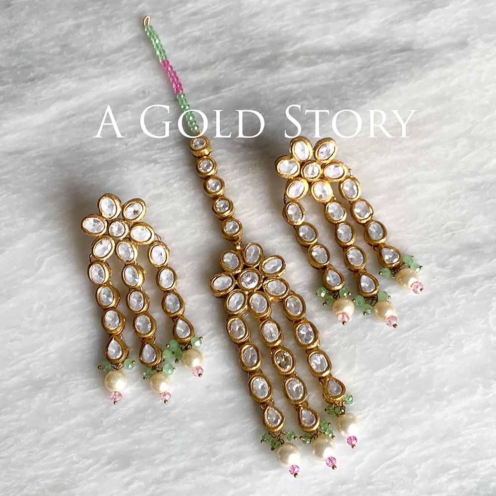 ANAMTA KUNDAN POLKI EARRINGS & TIKKA