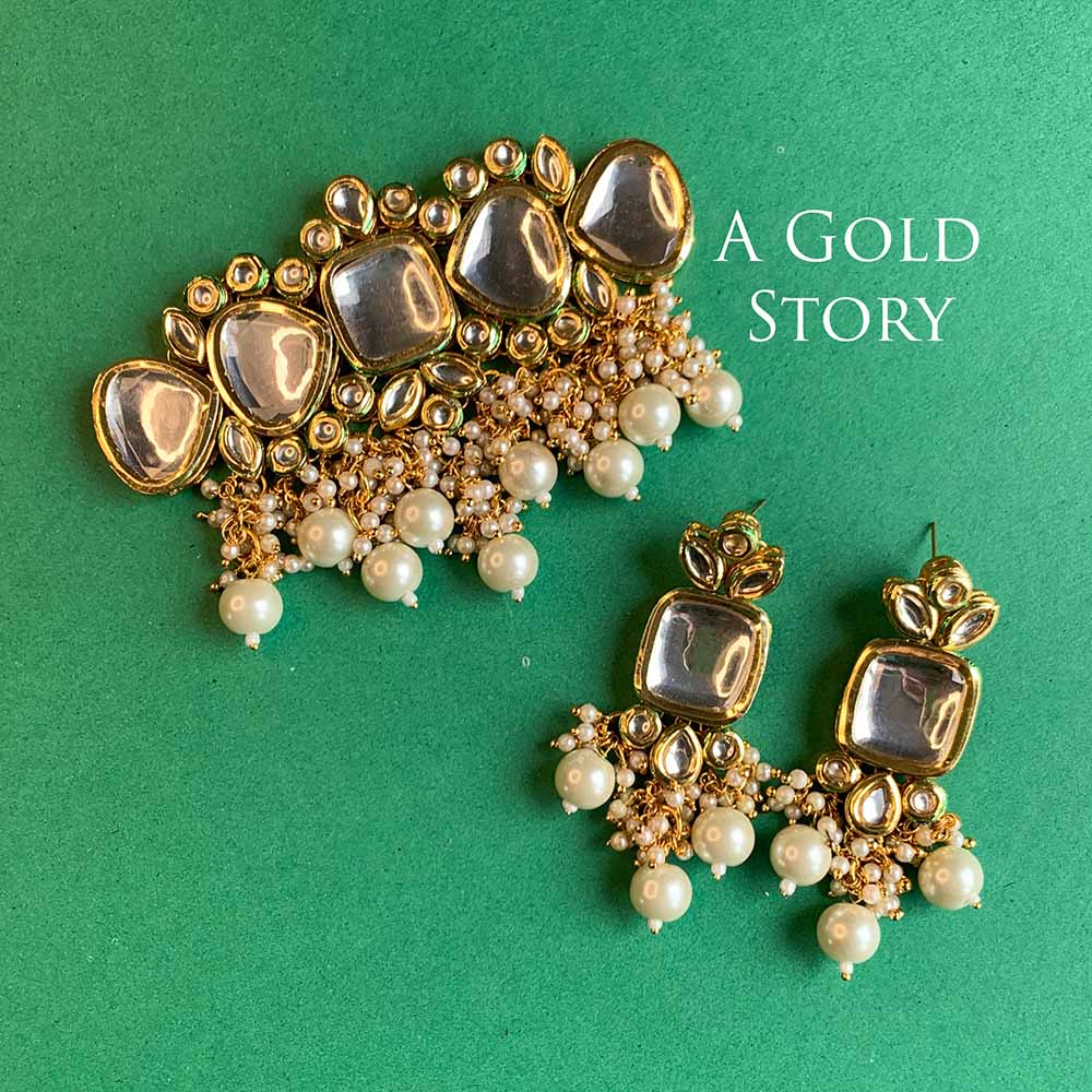 NABIHA KUNDAN CHOKER SET PEARL