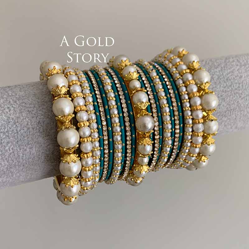 MUNTAHA BANGLES SET TEAL/ ZINC