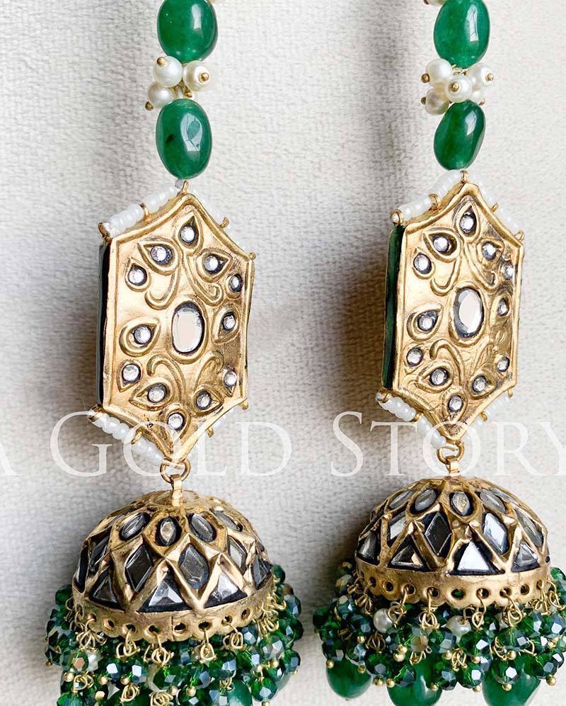 MEHREEN EARRINGS BOTTLE GREEN - A GOLD STORY