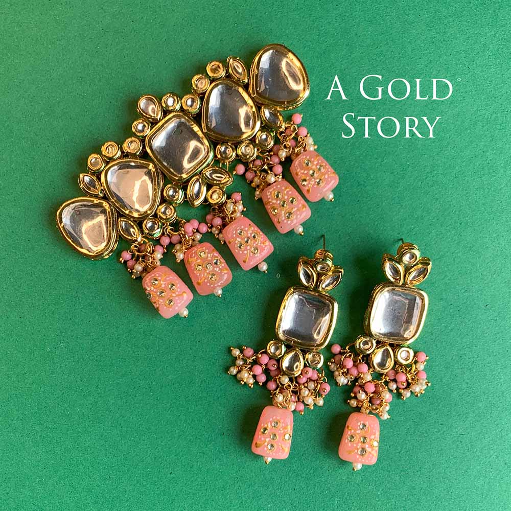 NABIHA KUNDAN CHOKER SET PINK