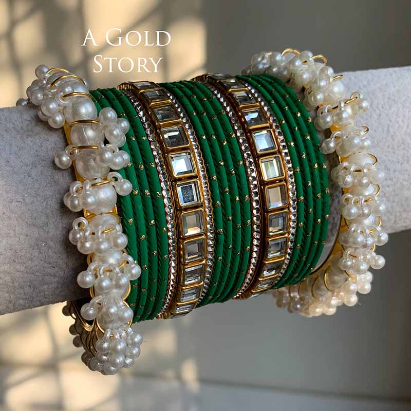 ANEESA BANGLES SET EMERALD GREEN