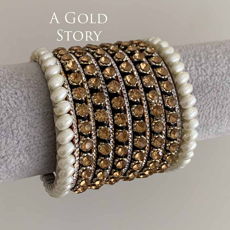 FALISHA BANGLES SET BLACK & CHAMPAGNE
