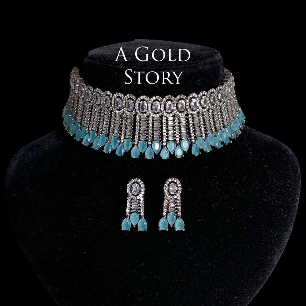 ELENA CHOKER SET AQUA BLUE