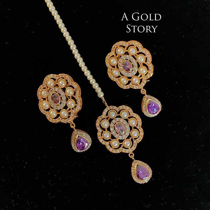 SAANVI EARRINGS AND TIKKA SET LILAC/ PURPLE