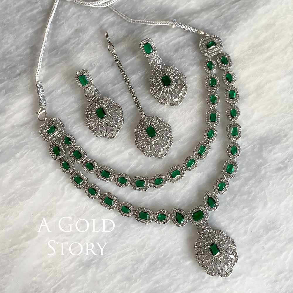 ORZAH NECKLACE SET EMERALD GREEN