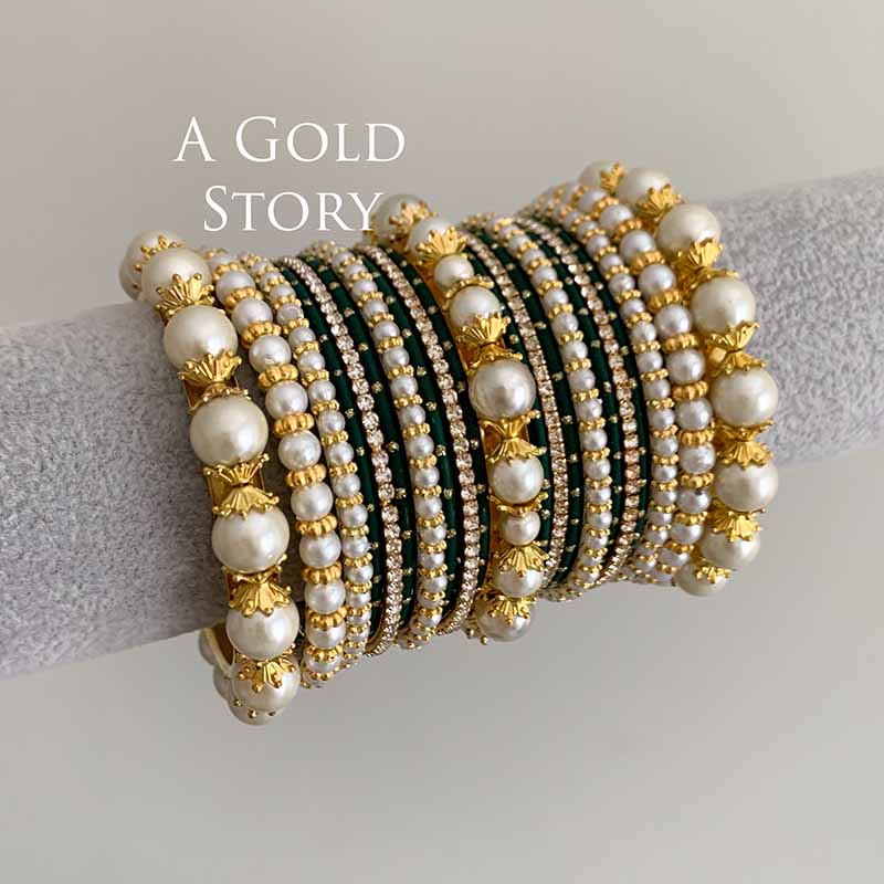 MUNTAHA BANGLES SET EMERALD GREEN