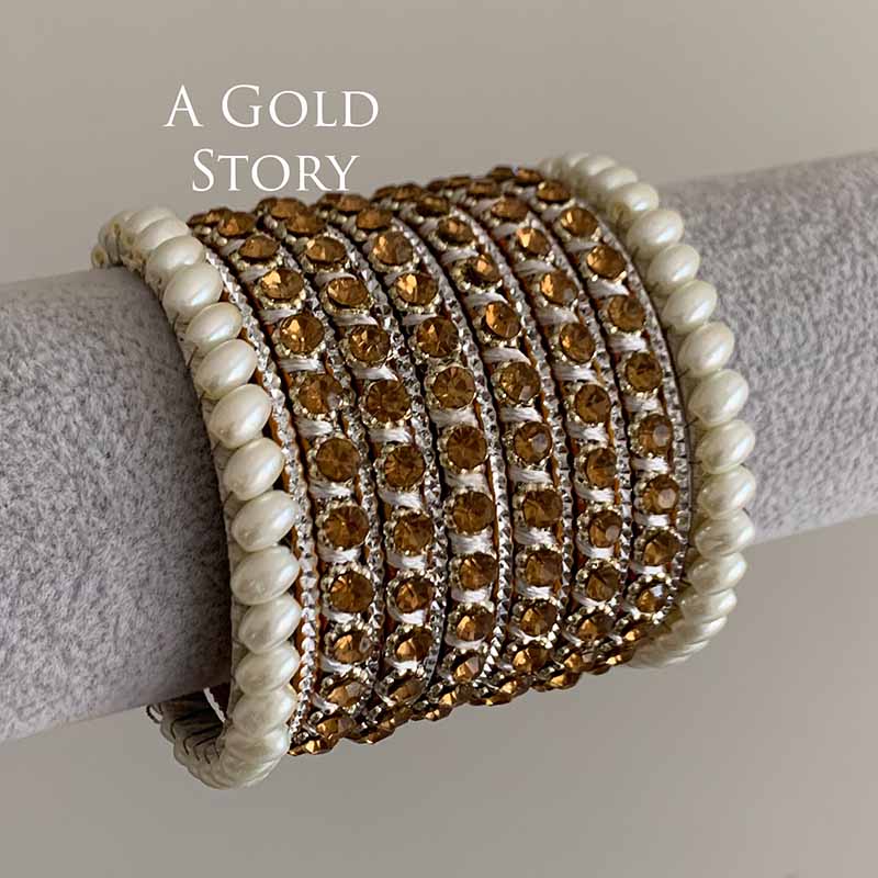 FALISHA BANGLES SET WHITE & CHAMPAGNE