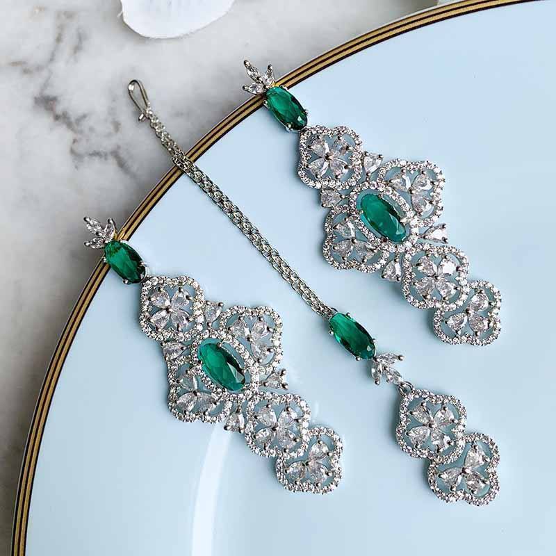 RUTH EARRINGS AND TIKKA GREEN