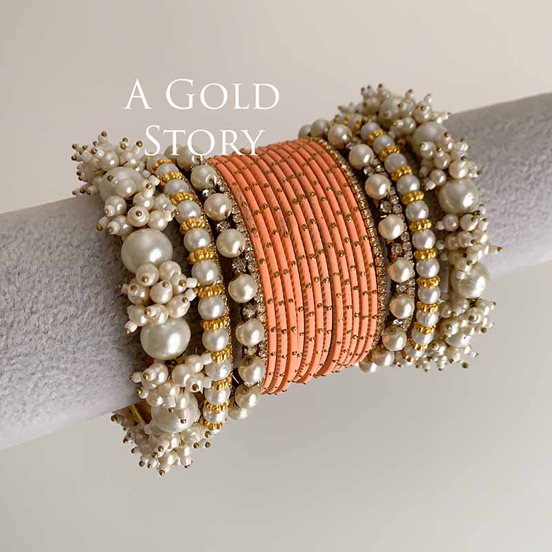 JAWARIA BANGLES SET PEACH
