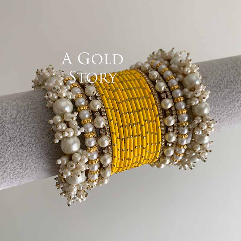JAWARIA BANGLES SET YELLOW