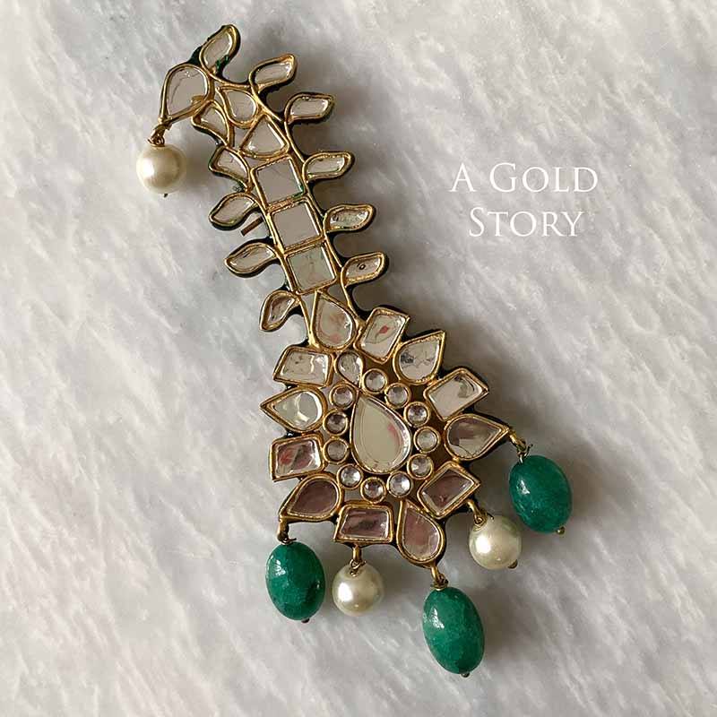 KALGI/ GENTS TURBAN JEWEL GREEN – A GOLD STORY - Main Image