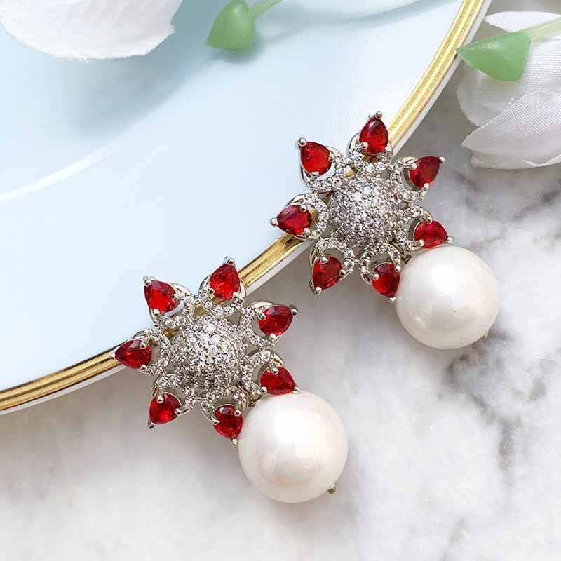 CORA EARRINGS SILVER RED