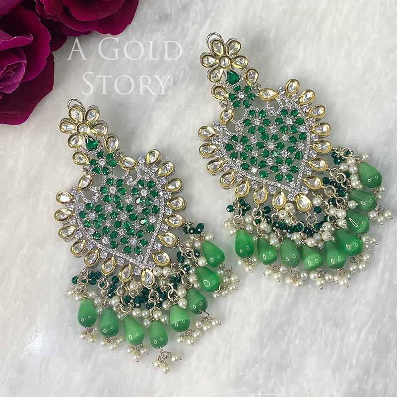 FAREENA EARRINGS GREEN - A GOLD STORY