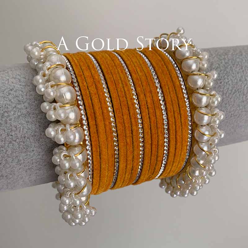 FAREEHA VELVET BANGLES SET CHAMPAGNE
