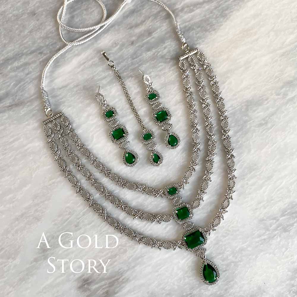 NAMAR BRIDAL NECKLACE SET EMERALD GREEN