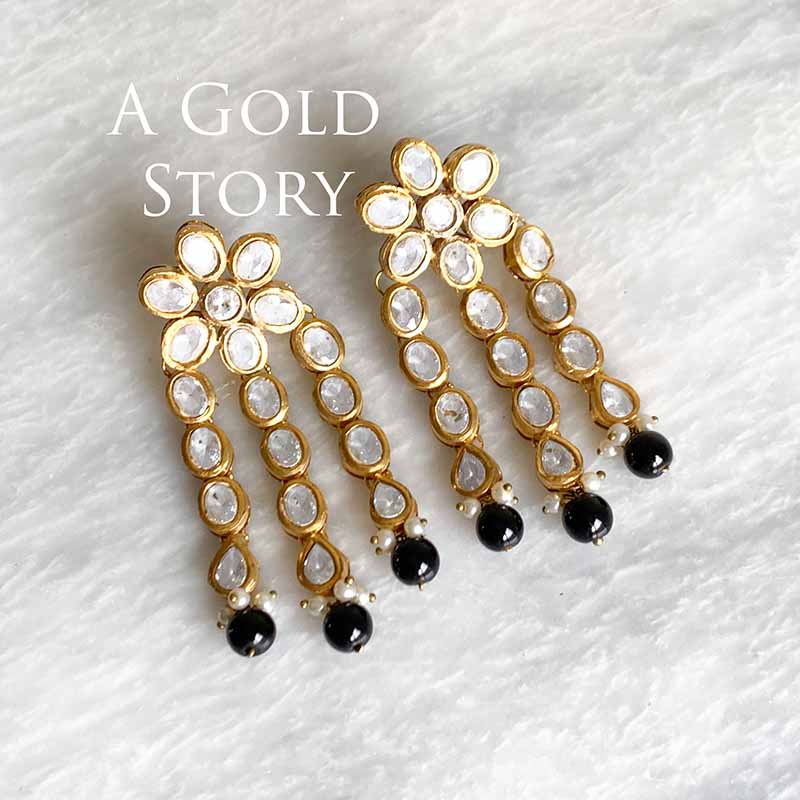 ANAMTA KUNDAN POLKI EARRINGS BLACK