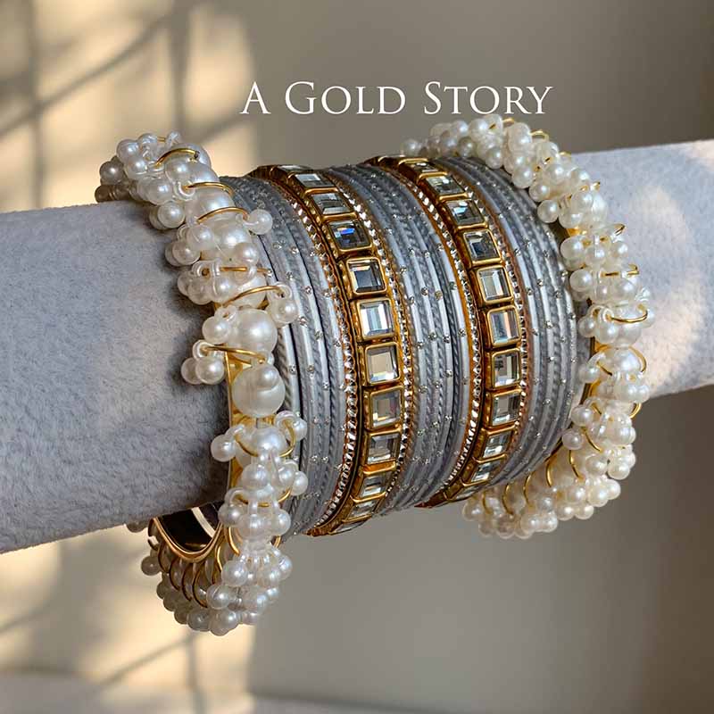 ANEESA BANGLES SET SILVER