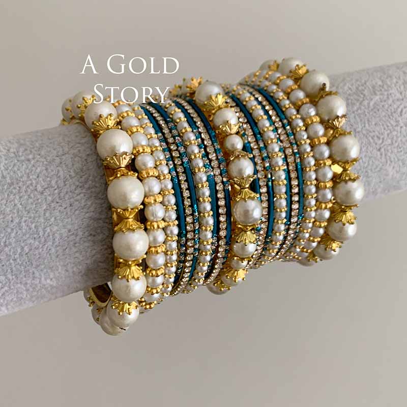 AYEZA BANGLES SET TEAL/ ZINC