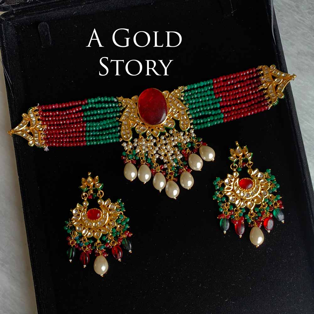 MAHSIMA CHOKER SET RED AND GREEN