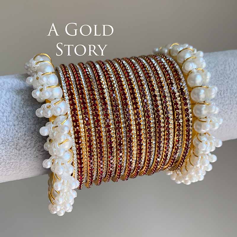 BRISA BANGLES SET MAROON/ RED