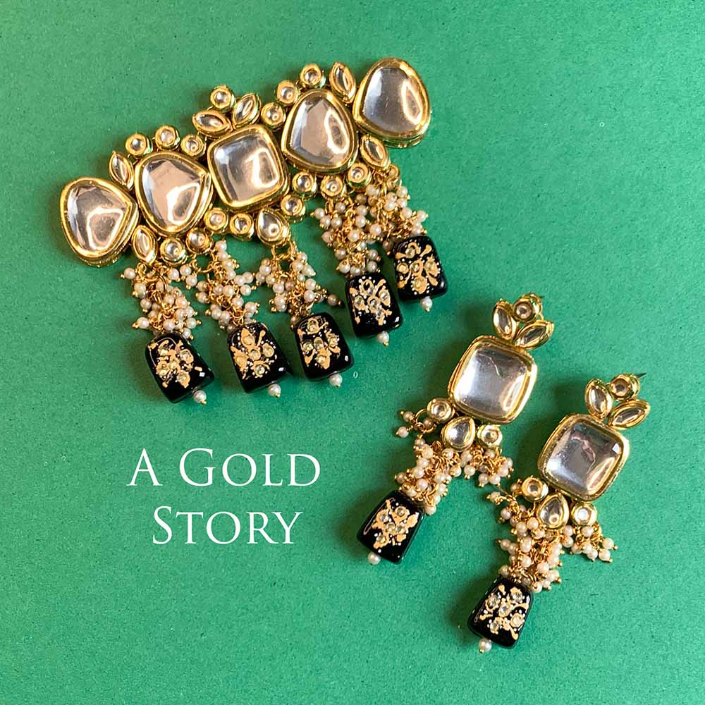 NABIHA KUNDAN CHOKER SET BLACK
