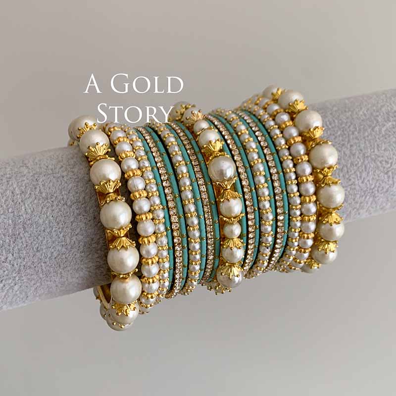 MUNTAHA BANGLES SET SEA GREEN
