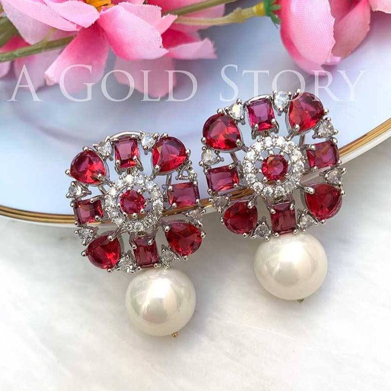 SABRINA EARRINGS RED - A GOLD STORY