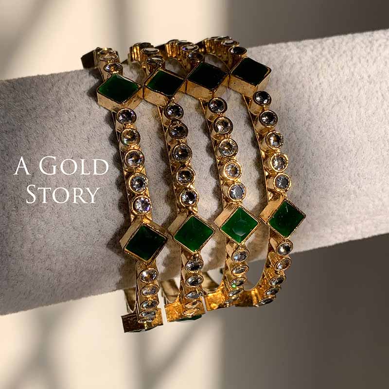 RUHI KUNDAN BANGLES GREEN