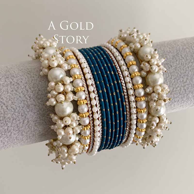 MUSKAN BANGLES SET TEAL/ ZINC