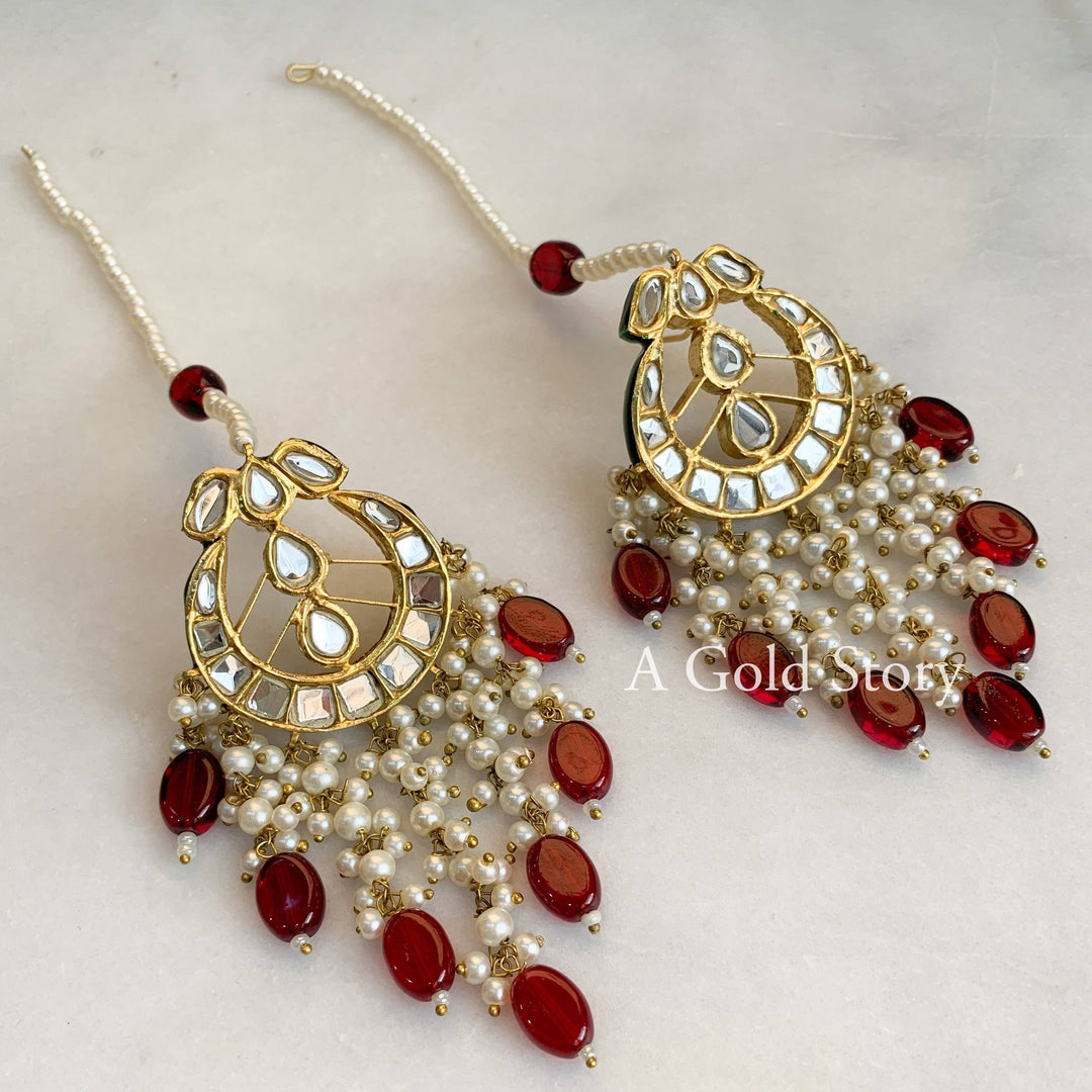 MAHIMA KUDAN EARRINGS MAROON - A GOLD STORY