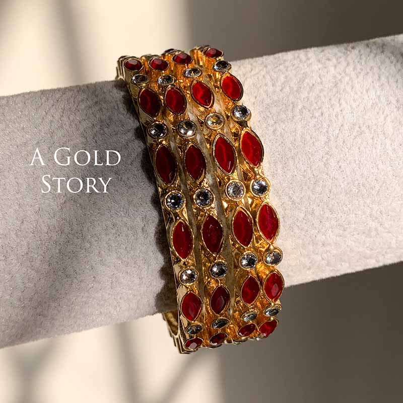 RUMAISA KUNDAN BANGLES MAROON/ RED