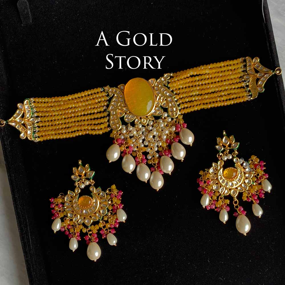 MAHSIMA CHOKER SET YELLOW/ CHAMPAGNE