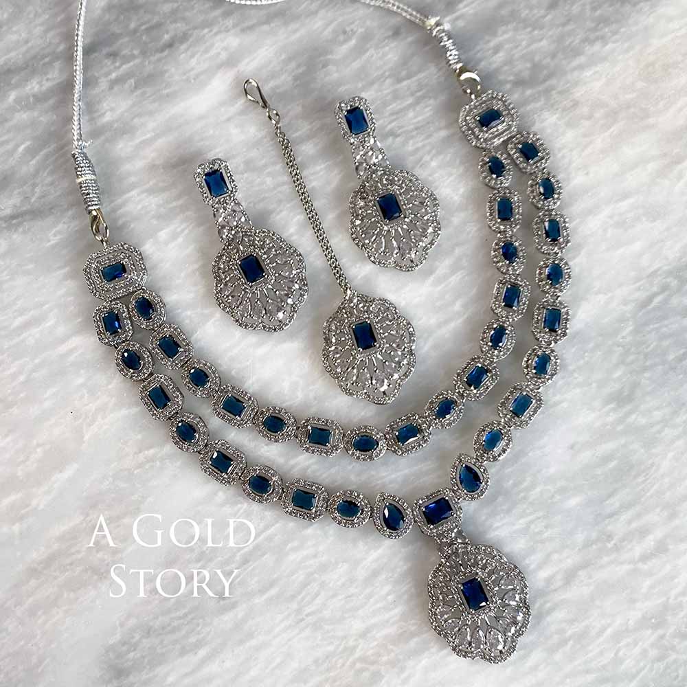 ORZAH NECKLACE SET SAPPHIRE BLUE