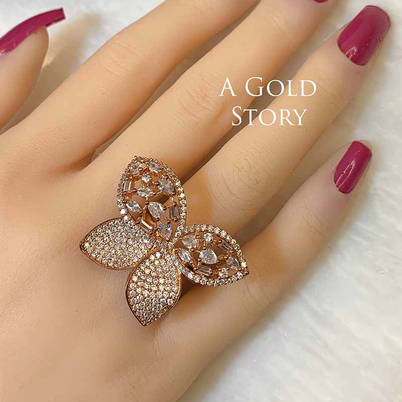 BUTTERFLY RING OXIDISED ROSEGOLD