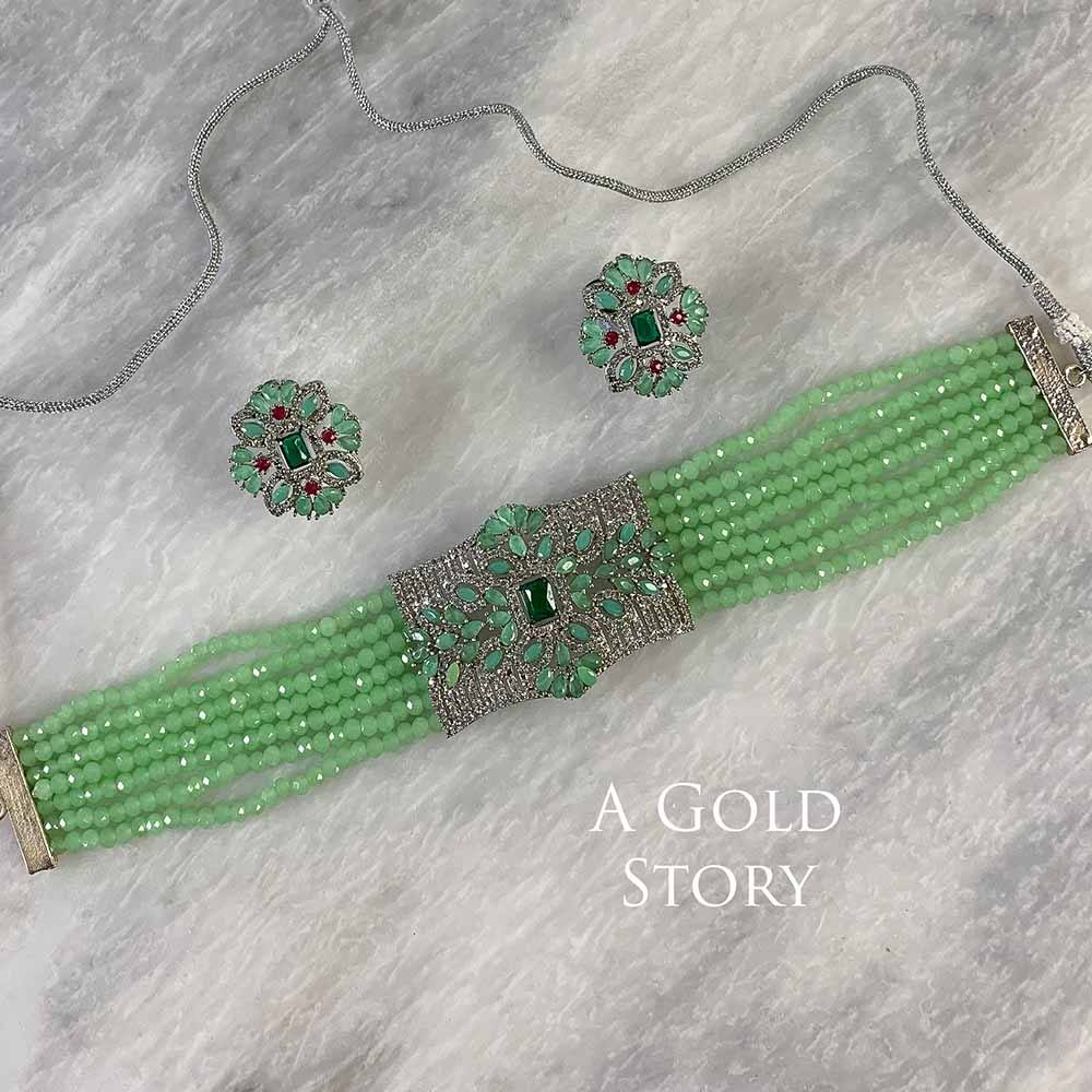 KAINAT CHOKER SET PARROT GREEN