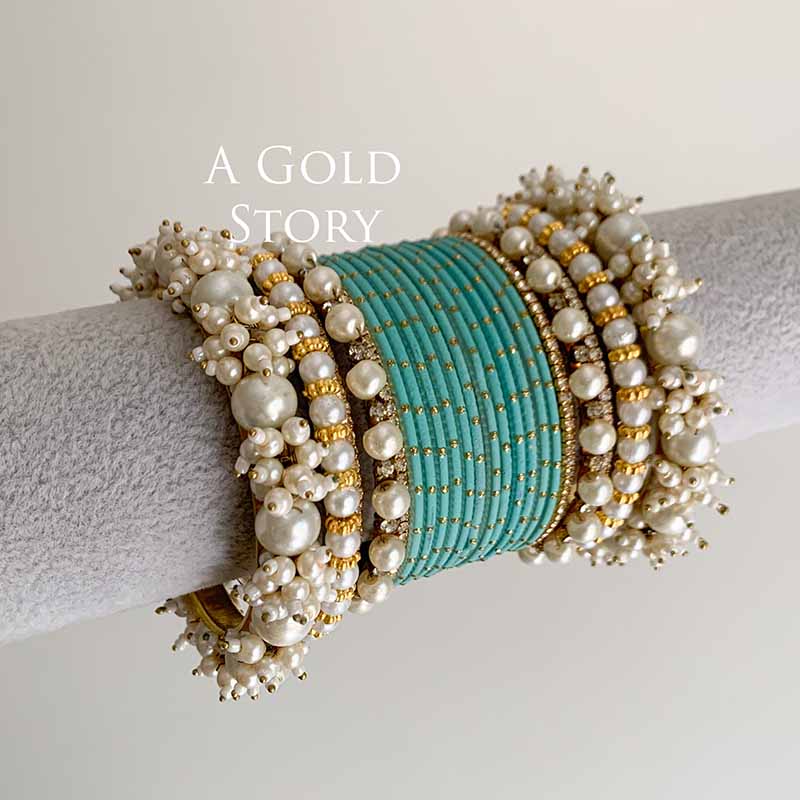JAWARIA BANGLES SET SEA GREEN