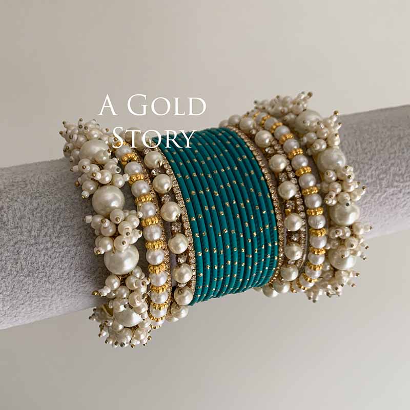 JAWARIA BANGLES SET TEAL