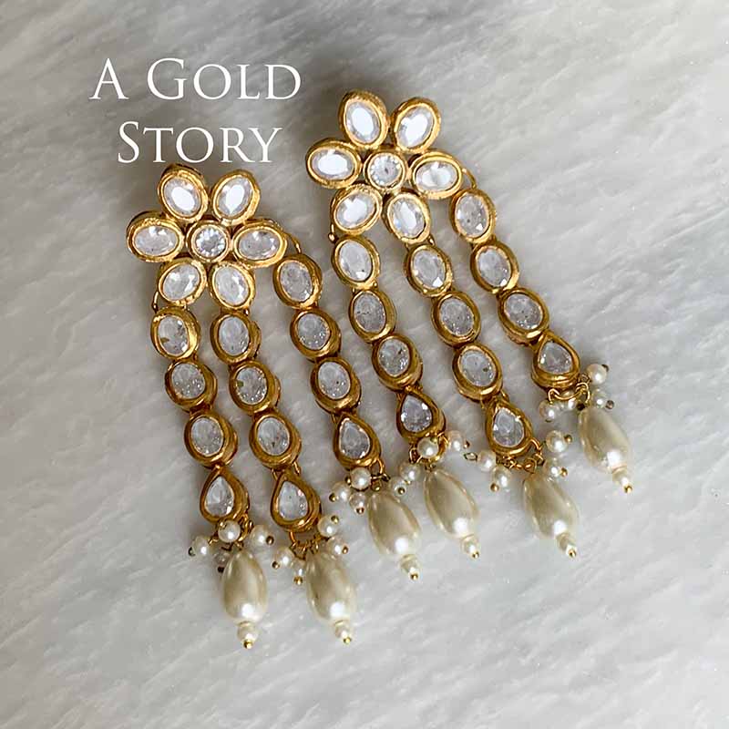 ANAMTA KUNDAN POLKI EARRINGS PEARL