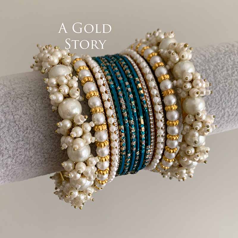 BAHEERA BANGLES SET TEAL/ZINC